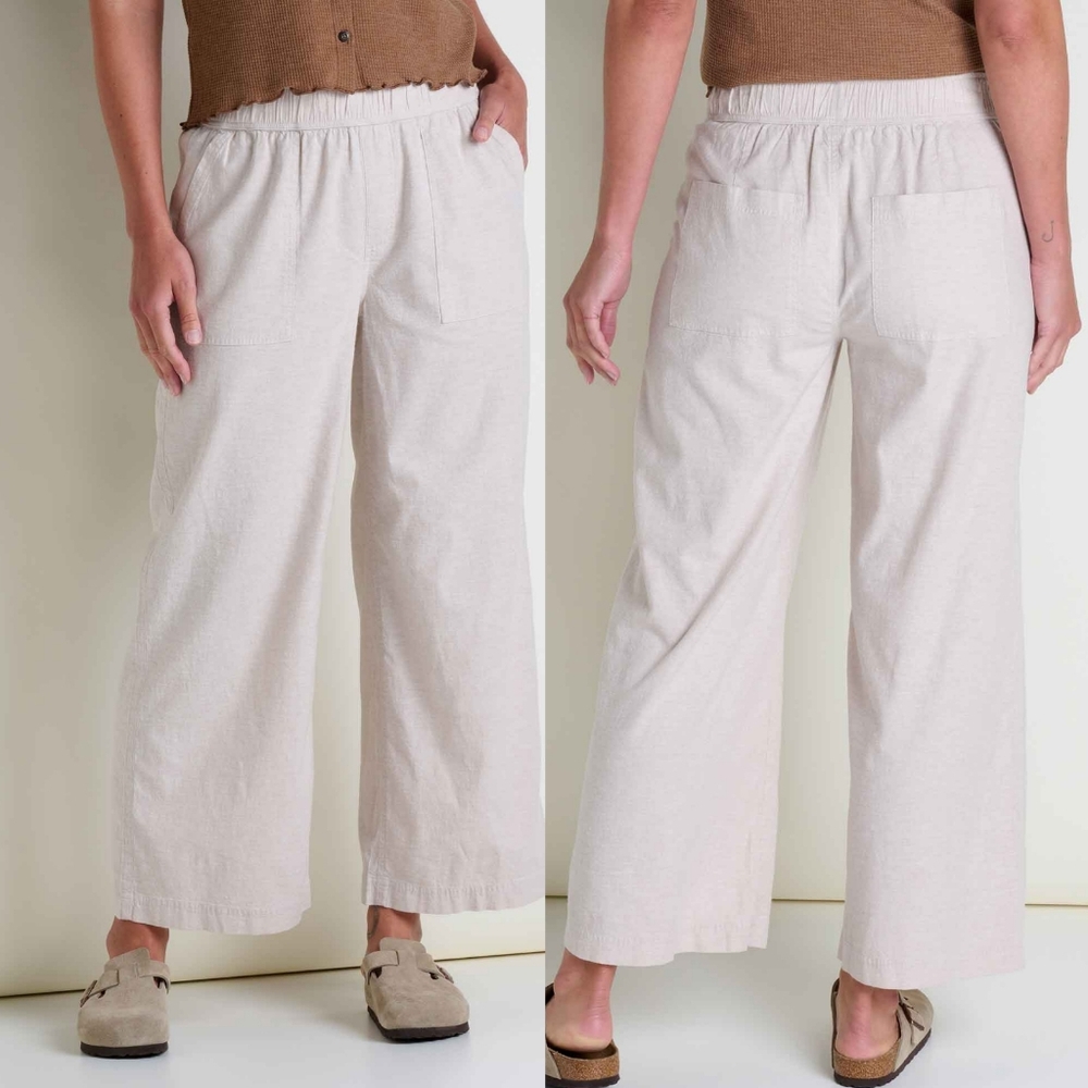 Toad & Co Taj Hemp Wide Leg Pant Mid-rise Womens L Ivory Hemp Drapey Coastal